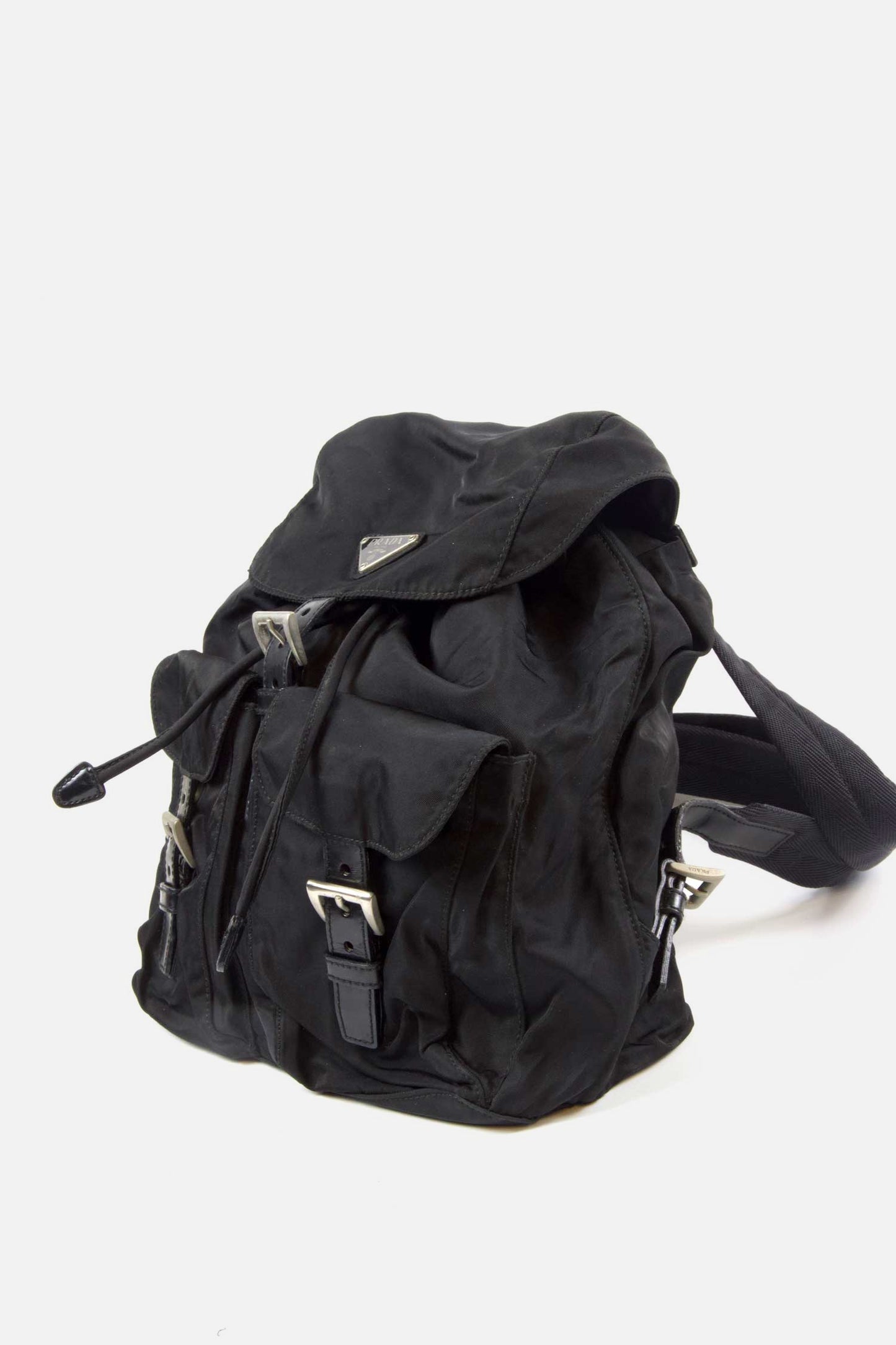 Vintage Prada Tessuto Nylon Vela Small Backpack Black