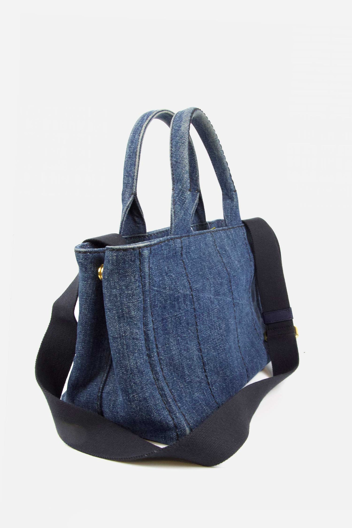Vintage Prada Small Denim Logo Tote