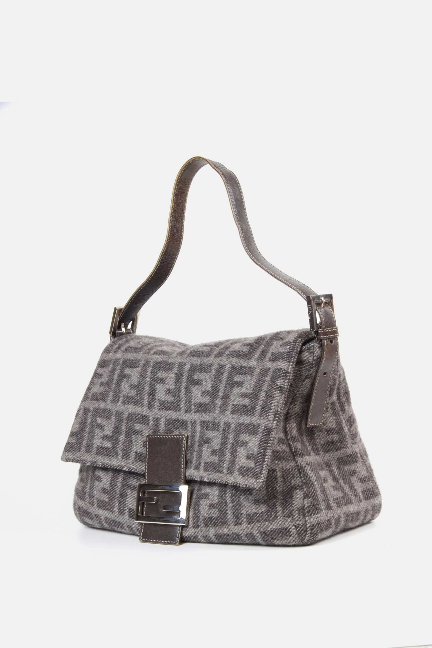 Vintage Fendi Wool Zucca Mamma Baguette