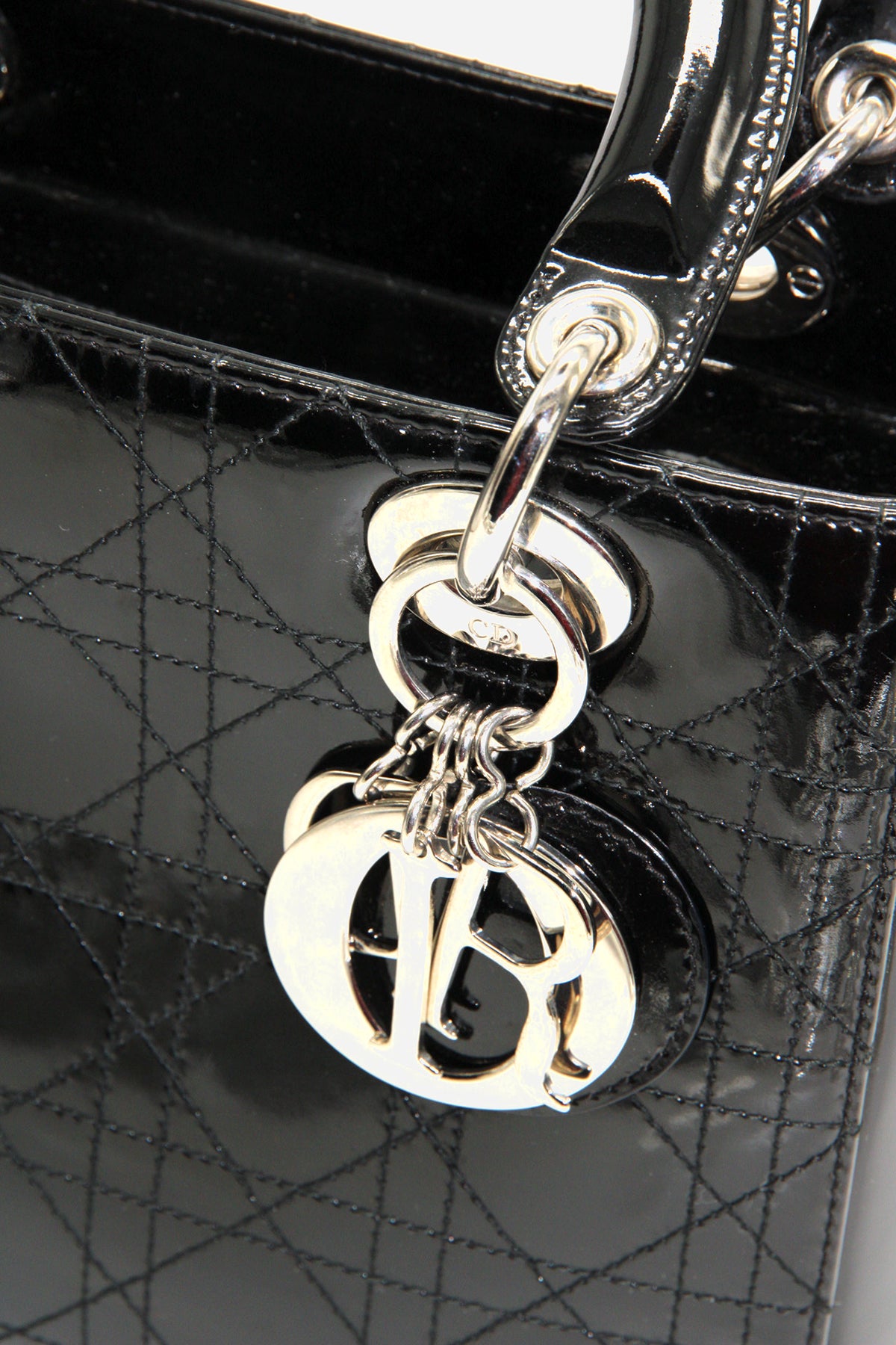 Black Patent Cannage Stitched Medium Lady Dior