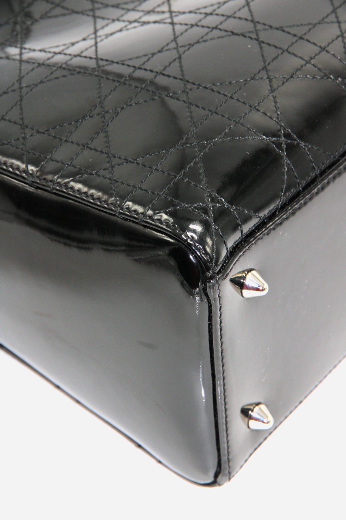 Black Patent Cannage Stitched Medium Lady Dior