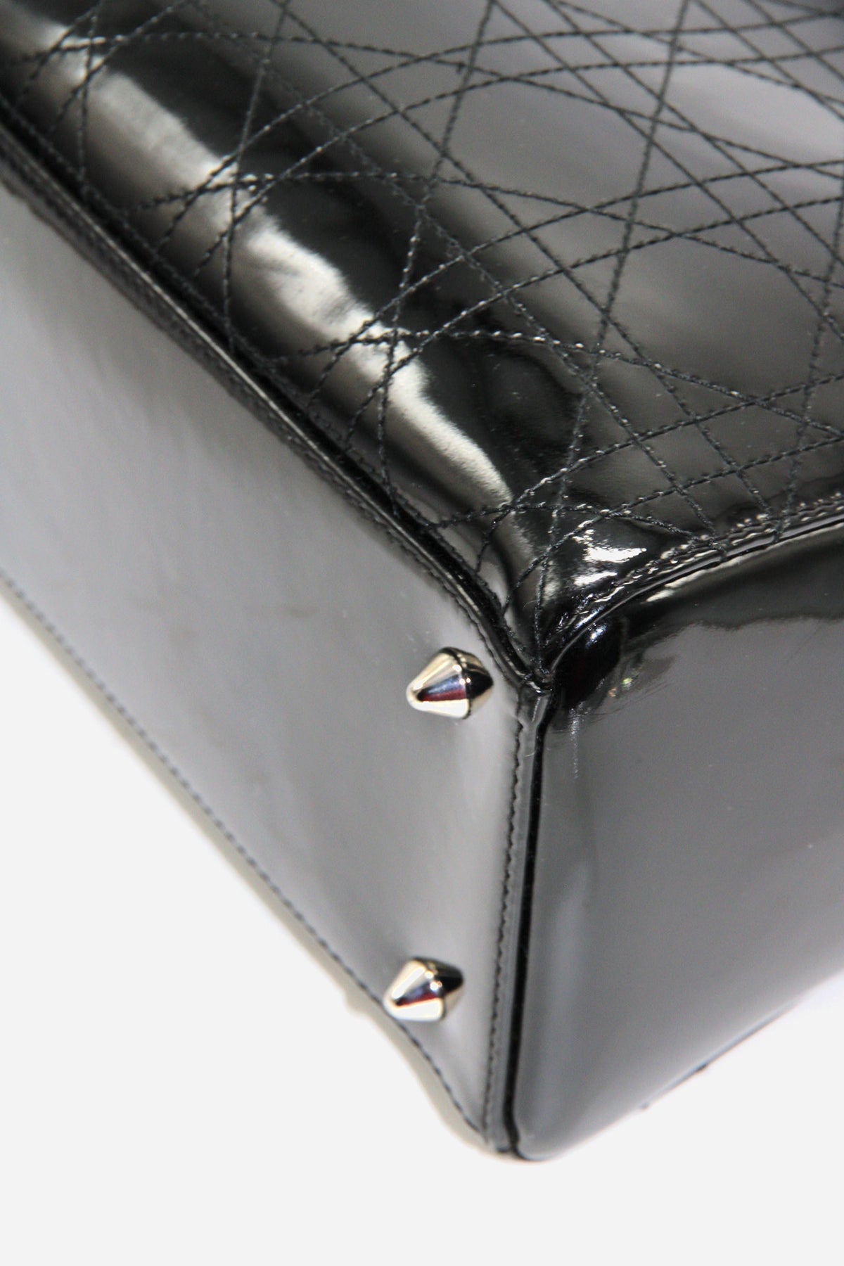 Black Patent Cannage Stitched Medium Lady Dior