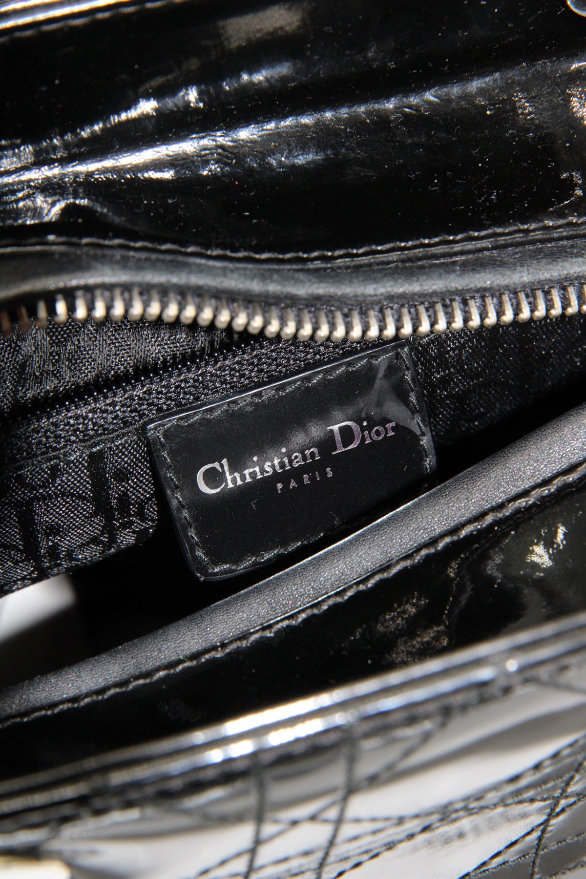 Black Patent Cannage Stitched Medium Lady Dior