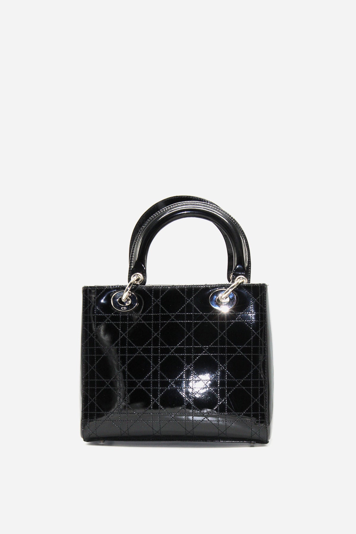 Black Patent Cannage Stitched Medium Lady Dior