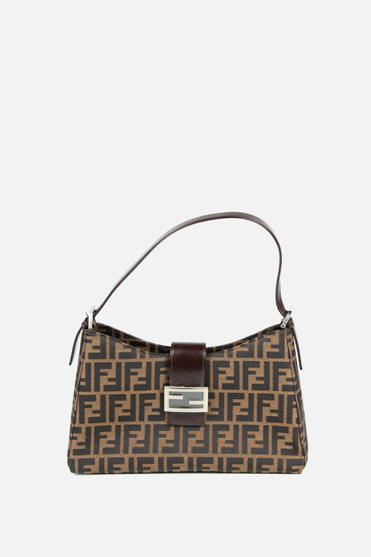 Fendi Leather-Trimmed Zucca Shoulder Bag