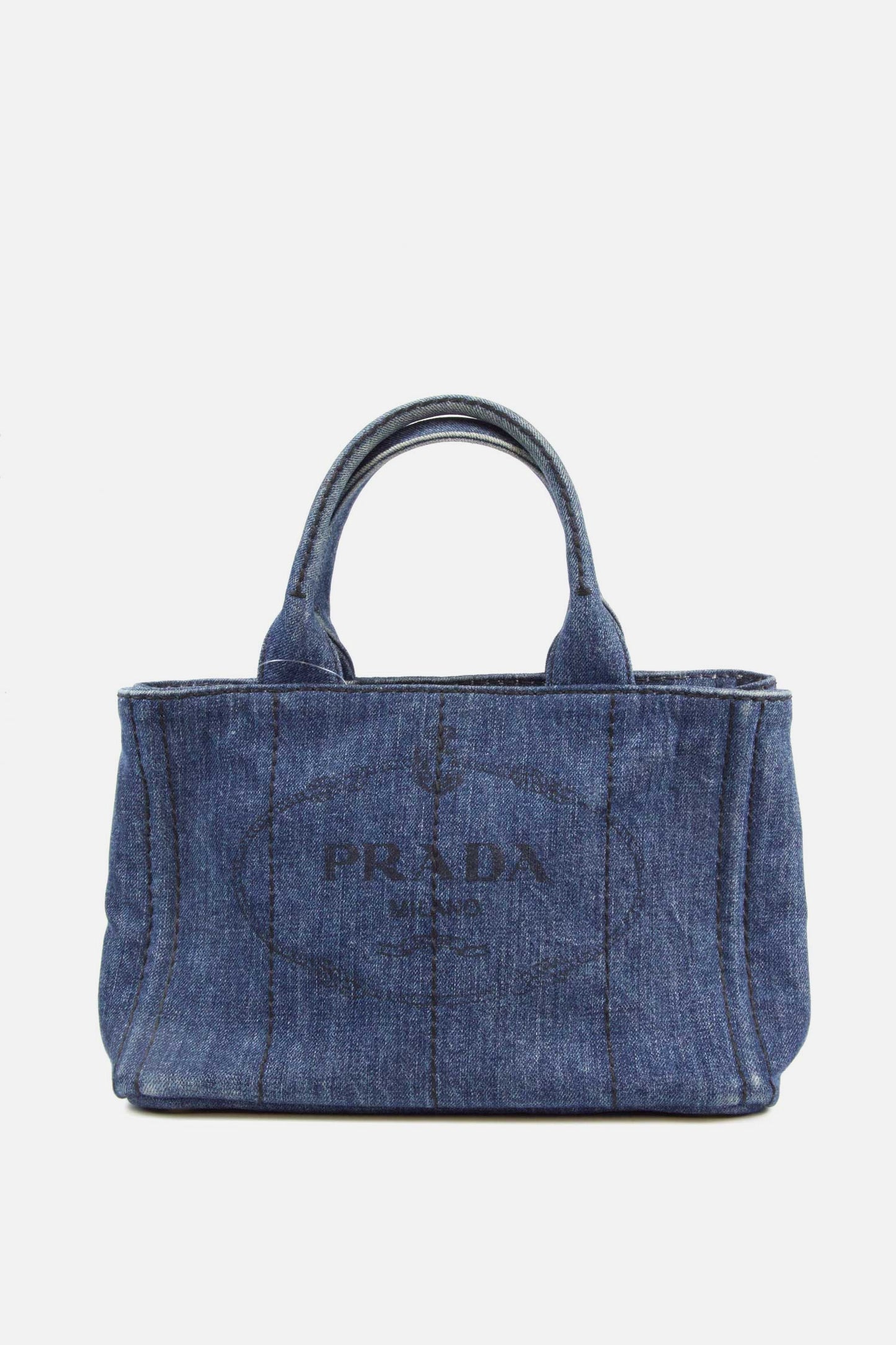 Vintage Prada Small Denim Logo Tote