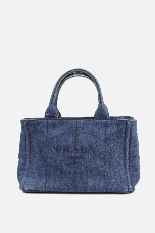 Vintage Prada Small Denim Logo Tote