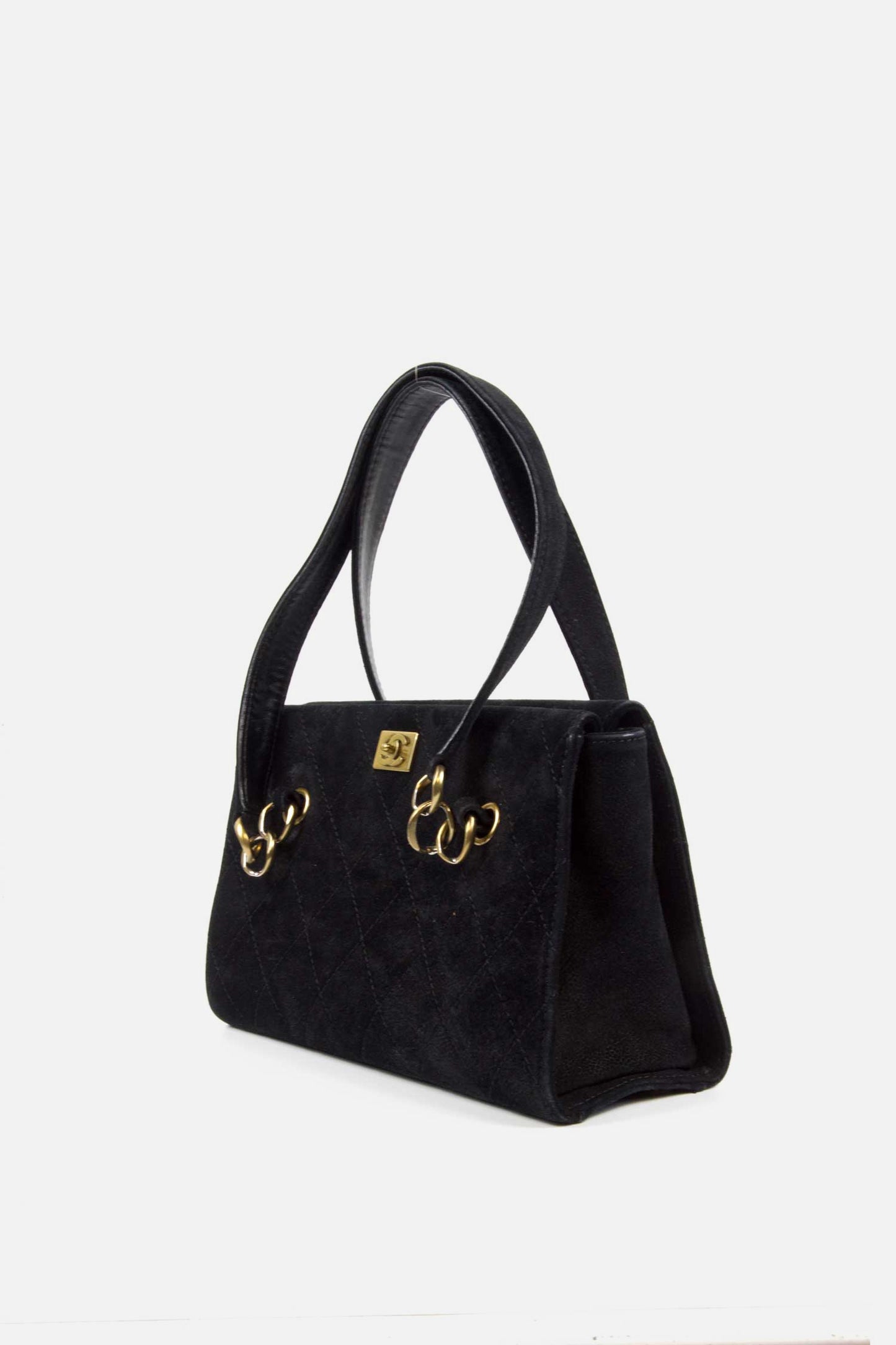 Vintage Chanel Suede Quilted CC Tote
