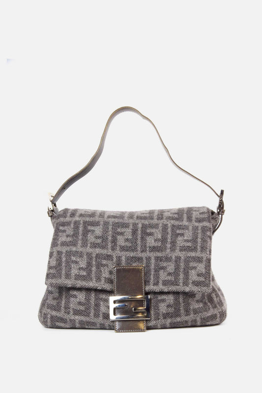 Vintage Fendi Wool Zucca Mamma Baguette