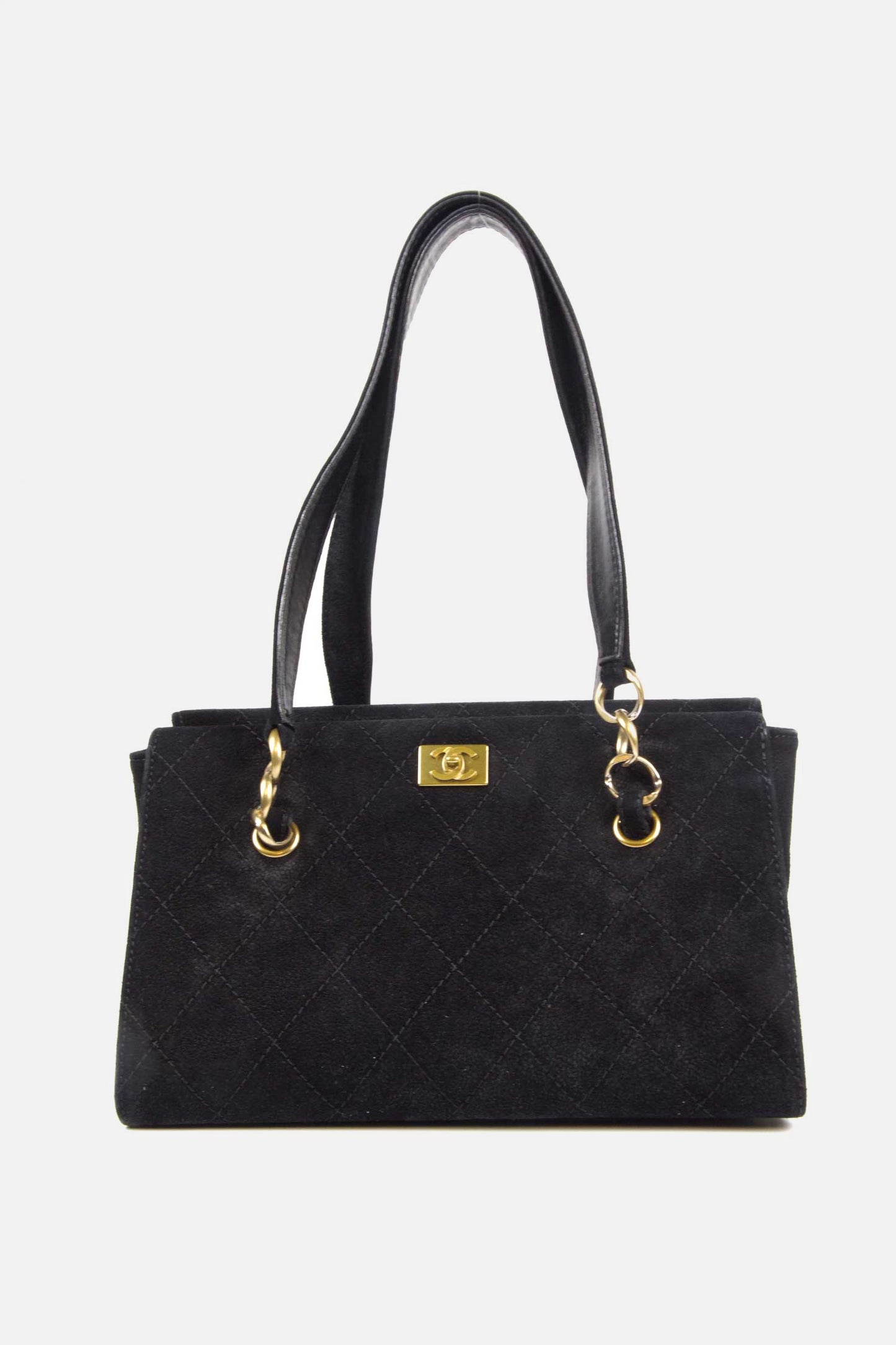 Vintage Chanel Suede Quilted CC Tote