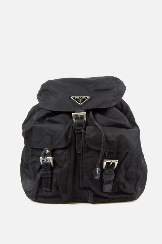 Vintage Prada Tessuto Nylon Vela Small Backpack Black