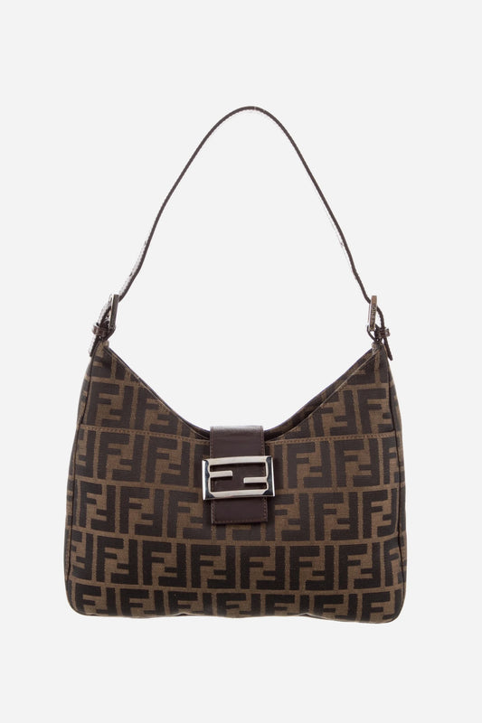 Vintage Fendi Leather-Trimmed Zucca Hobo