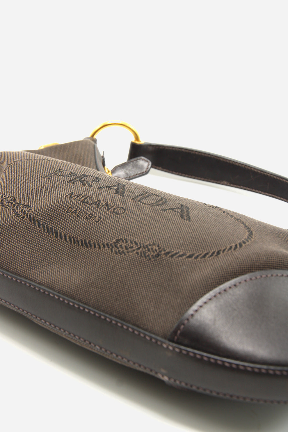 Prada Canvas Logo Shoulder Bag