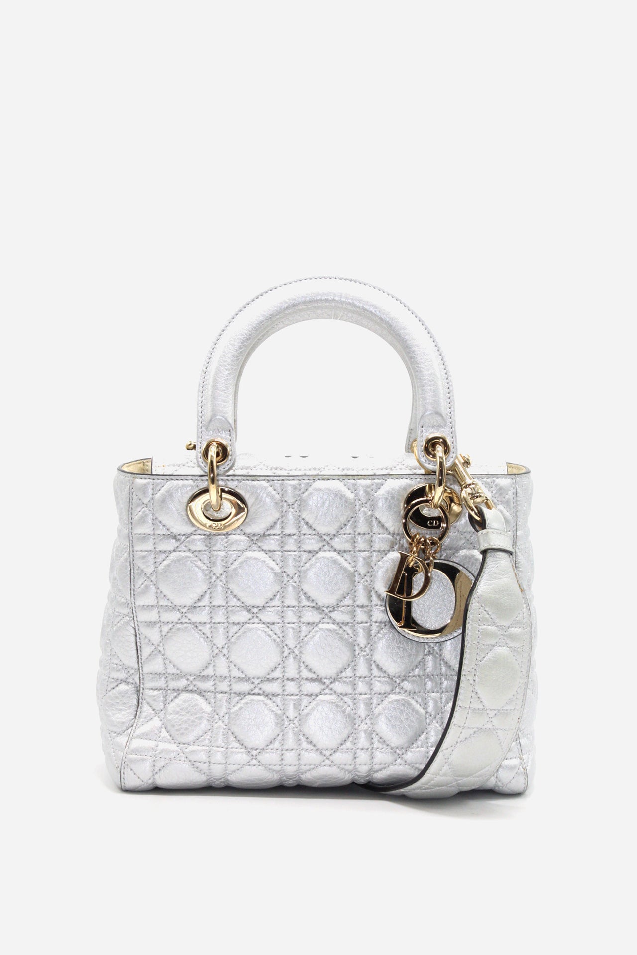 Dior Metallic Grained Calfskin Cannage Medium Supple Lady Dior