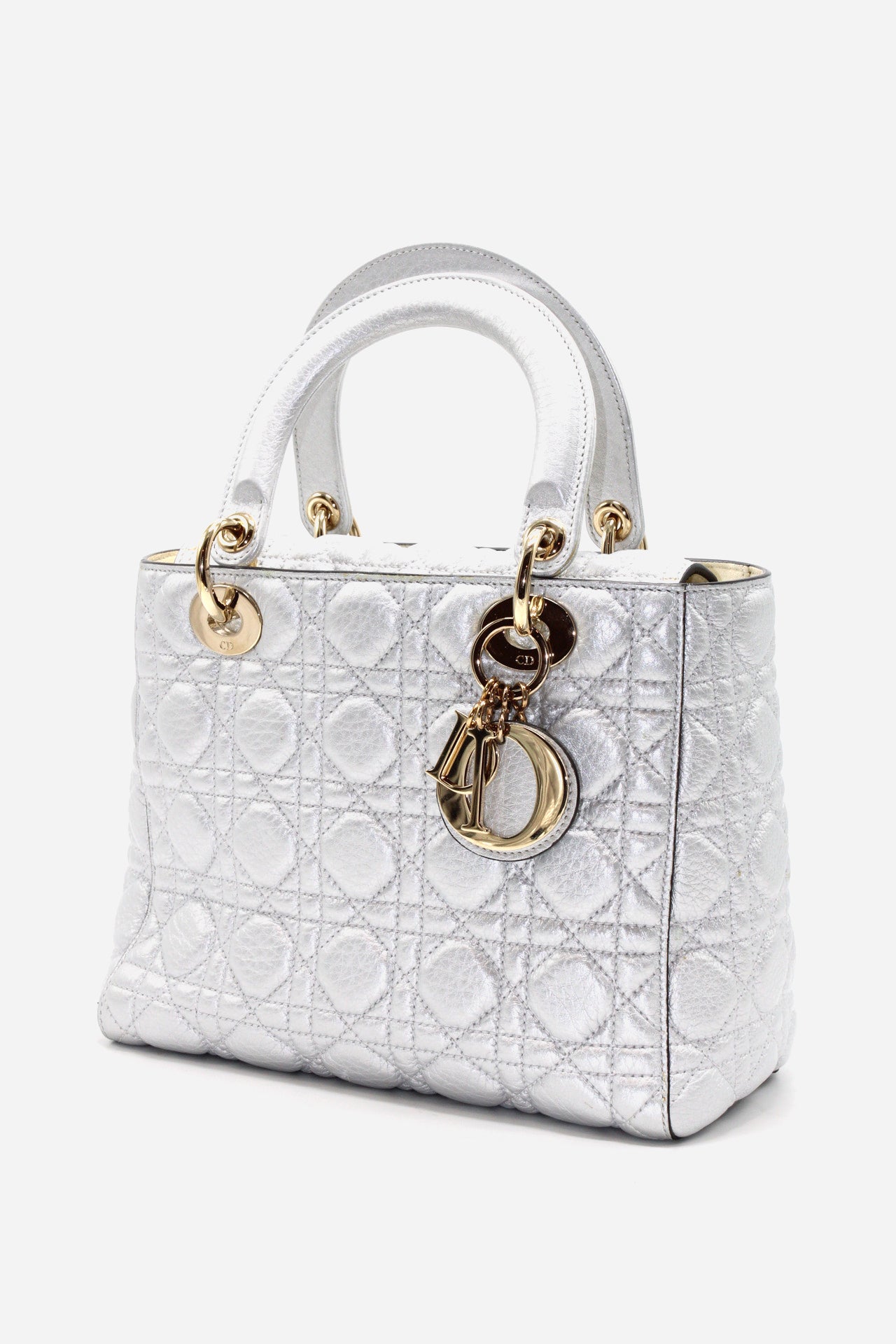Dior Metallic Grained Calfskin Cannage Medium Supple Lady Dior