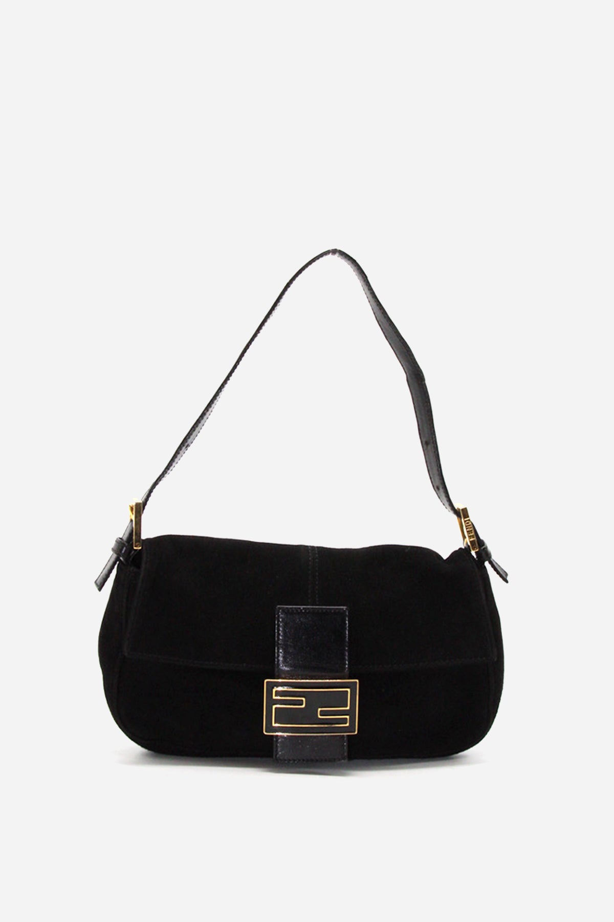 Fendi Black Suede Baguette
