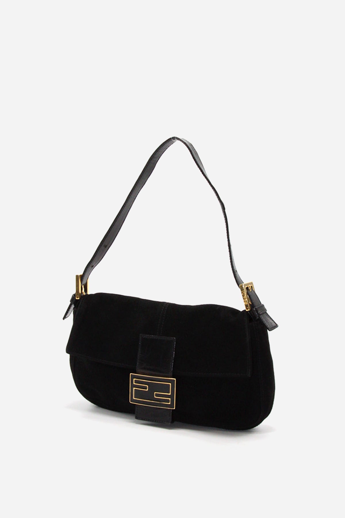 Fendi Black Suede Baguette