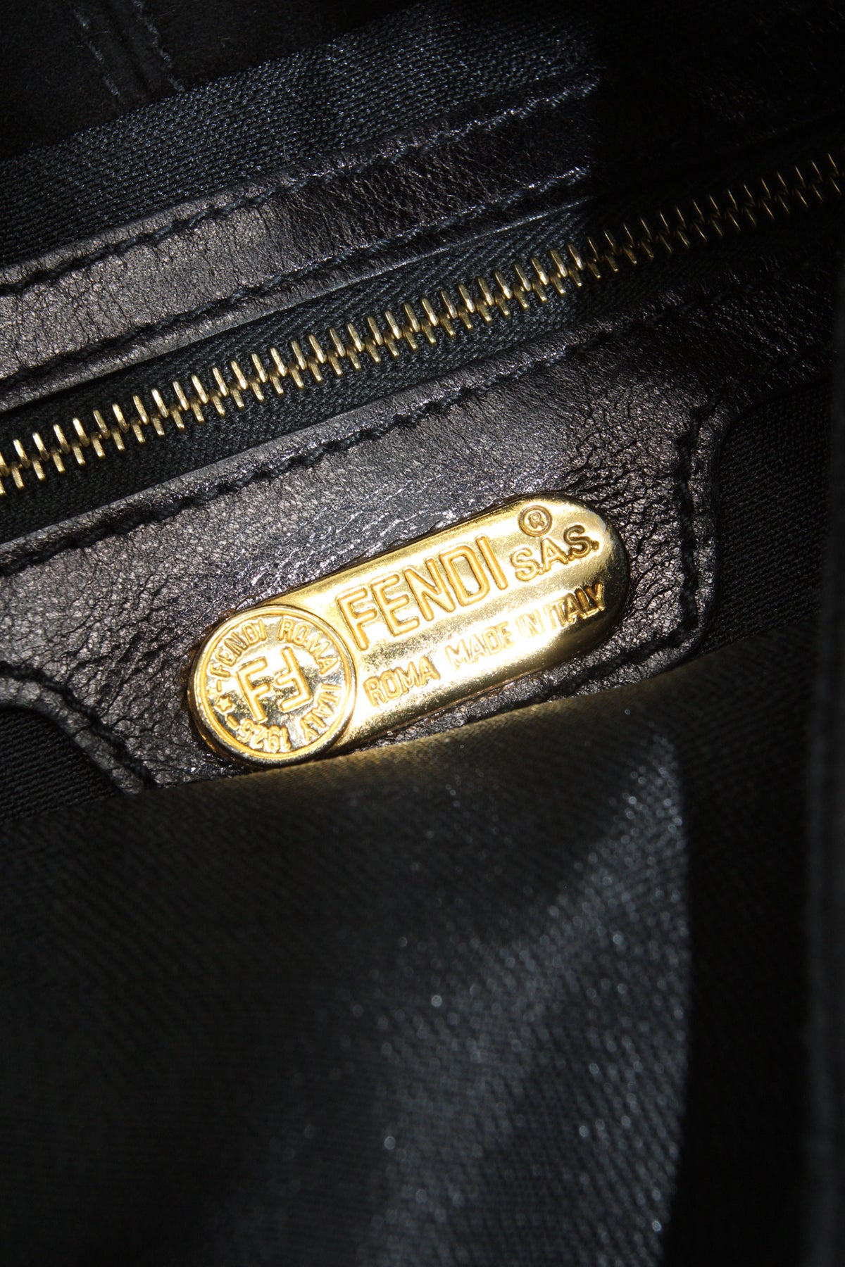 Fendi Black Suede Baguette